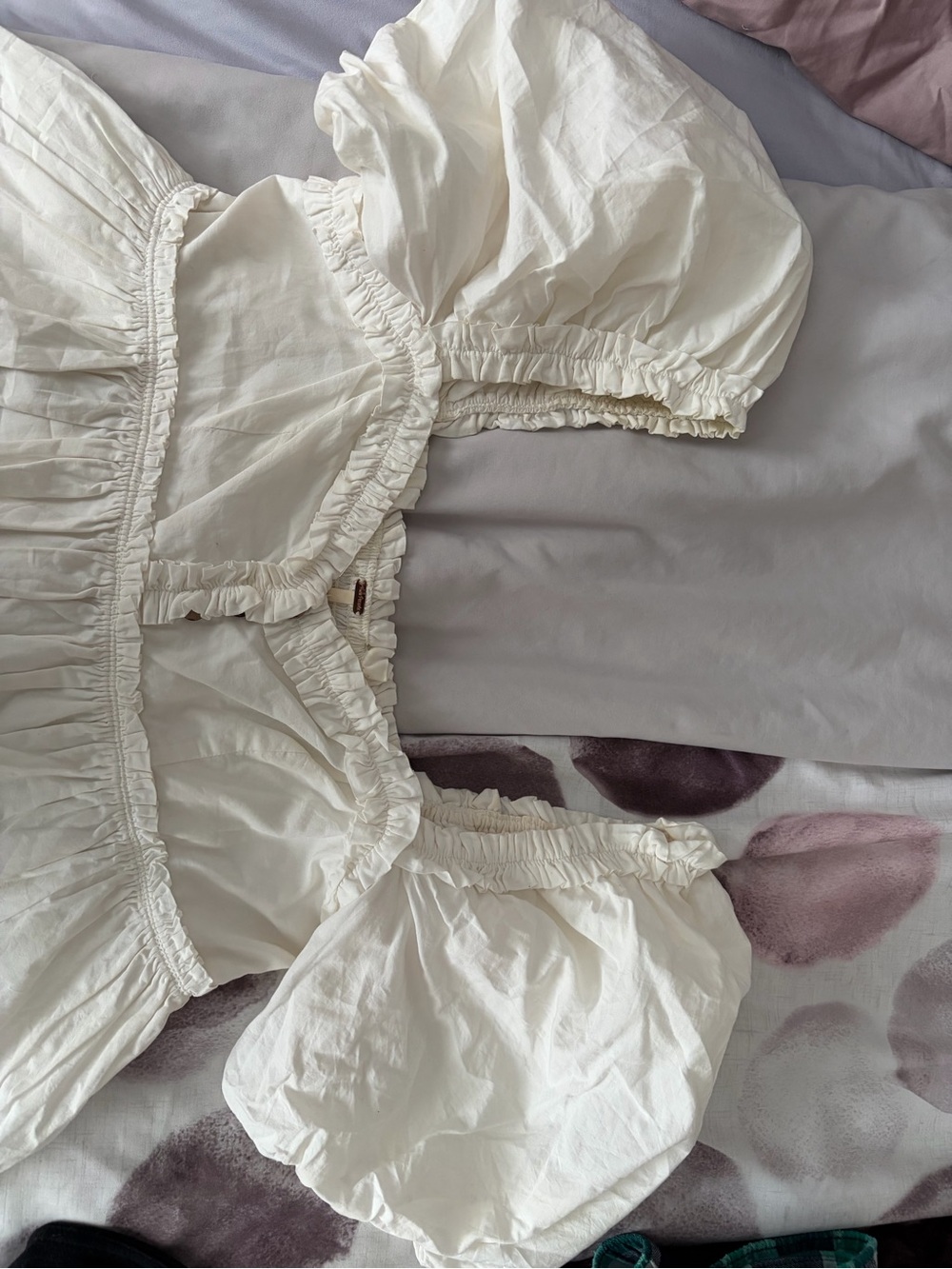 Free People White Maxi Dress with Puff Sleeves